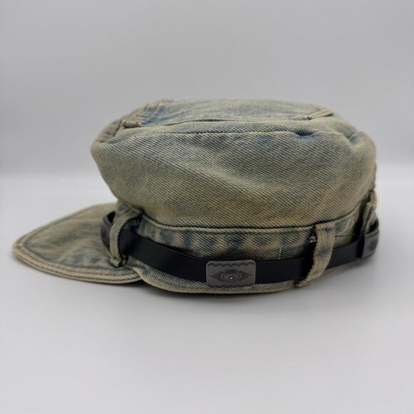 Free People Cadet Hat Womens Washed Denim Boho Western Leather Band Y2K 90s NEW main image 8